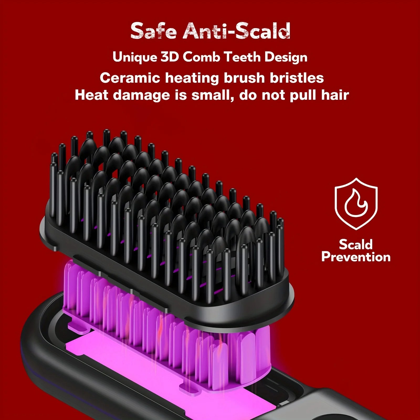 Wireless Portable Hair Straightener – Quick Heated Electric Hot Comb