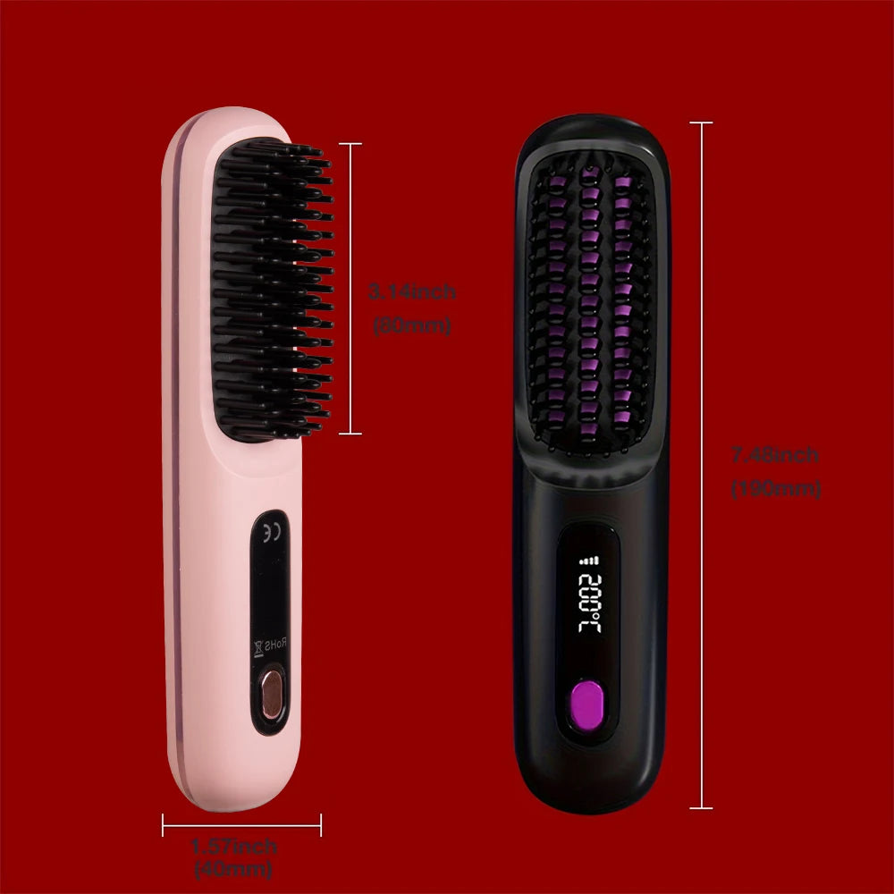 Wireless Portable Hair Straightener – Quick Heated Electric Hot Comb