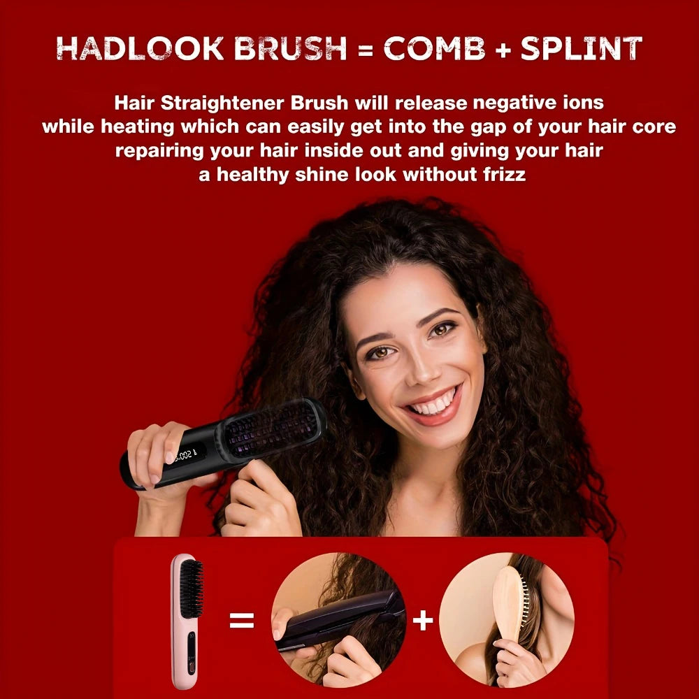 Wireless Portable Hair Straightener – Quick Heated Electric Hot Comb