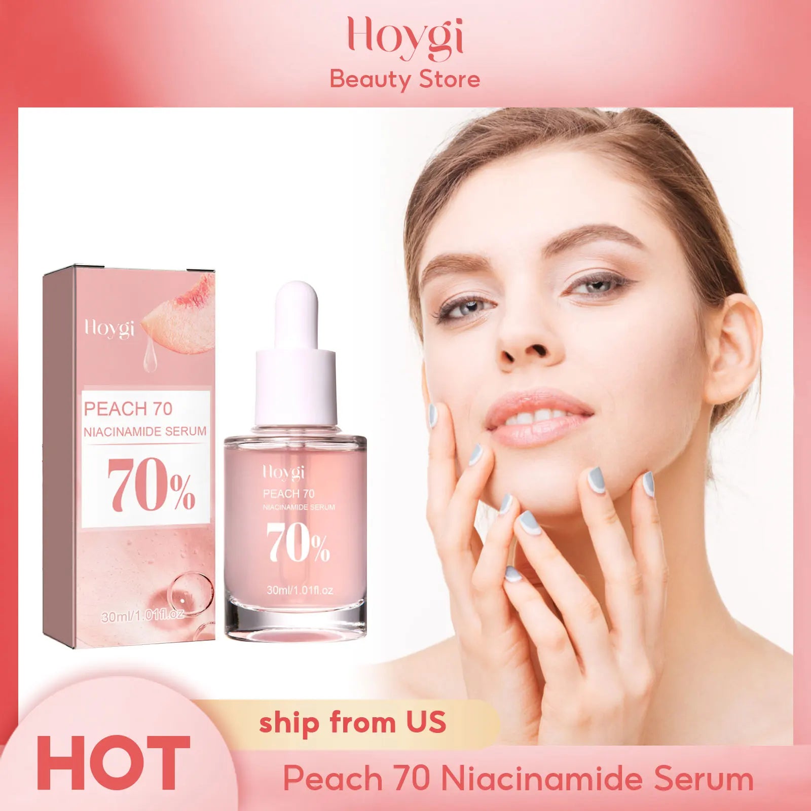 Hoygi Peach 70% Niacinamide Brightening & Hydrating Essence – 30ml