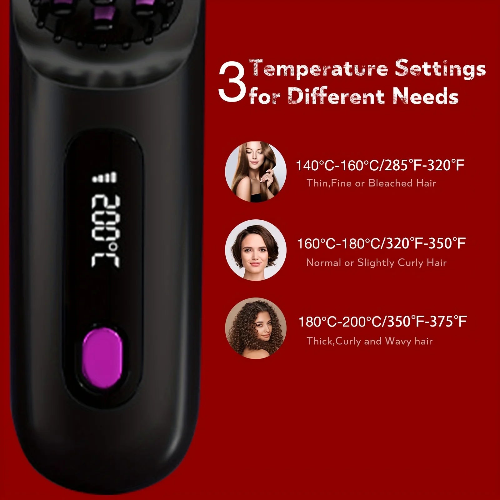 Wireless Portable Hair Straightener – Quick Heated Electric Hot Comb