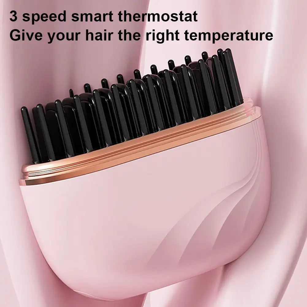 Electric Heating Hair Straightener Brush – Portable Mini