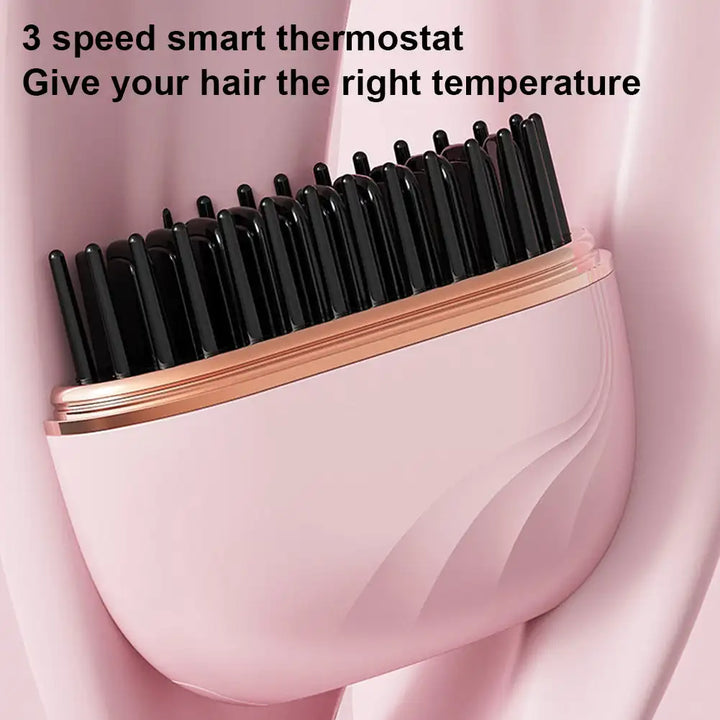 Electric Heating Hair Straightener Brush – Portable Mini