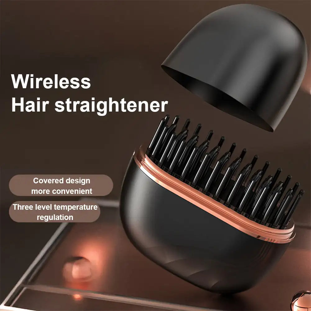 Electric Heating Hair Straightener Brush – Portable Mini