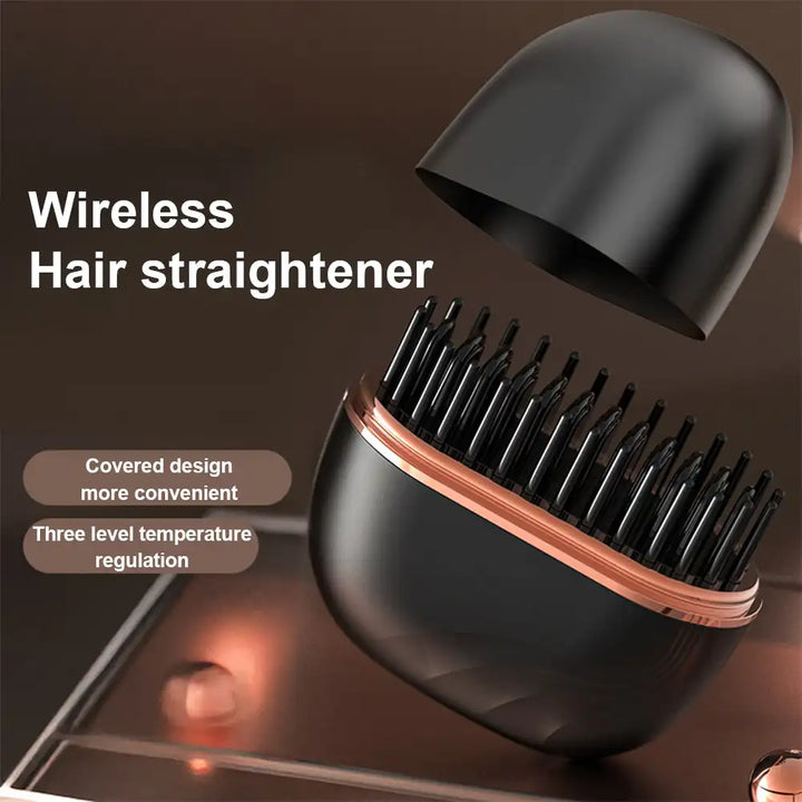 Electric Heating Hair Straightener Brush – Portable Mini