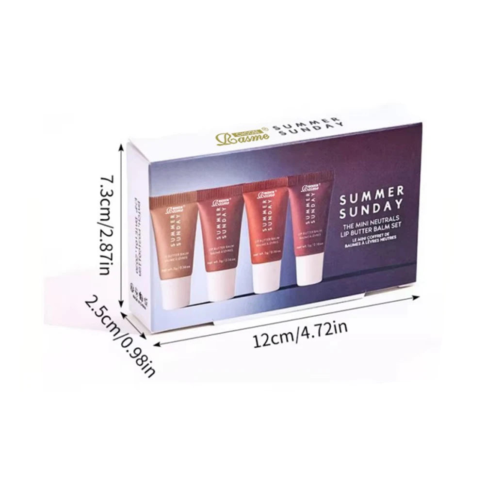 4pcs Mini Lip Butter Set – Moisturizing Summer Gift Kit