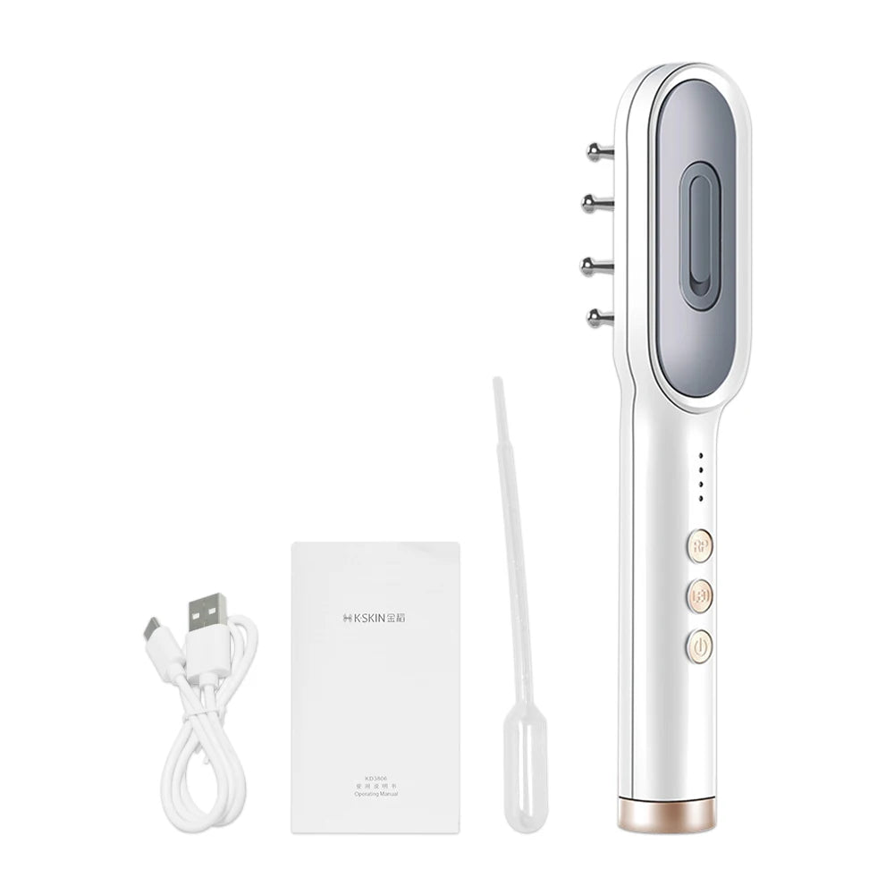 Electric Hair Growth Comb & Scalp Massager with EMS & LED Red Light