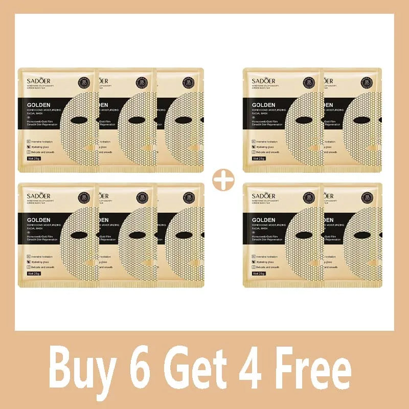 SADOER 24K Gold Luxury Facial Mask – 20pcs for Radiant Skin