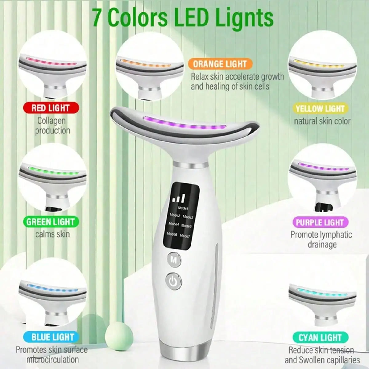 Colour Light Face & Neck Beauty Device – 7 Modes for Radiant Skin