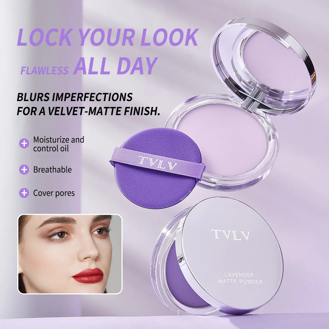 Waterproof Violet Cream-to-Powder Stick – Long-Lasting Oil Control Makeup