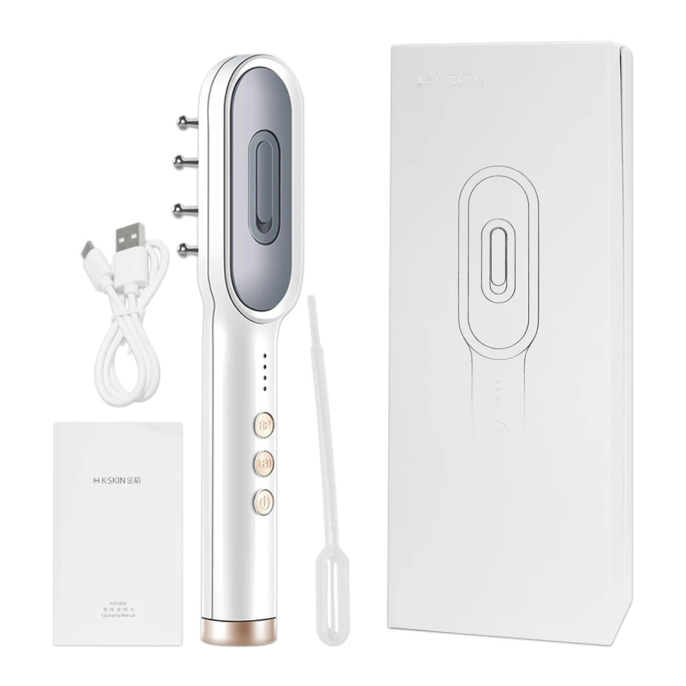 Electric Hair Growth Comb & Scalp Massager with EMS & LED Red Light