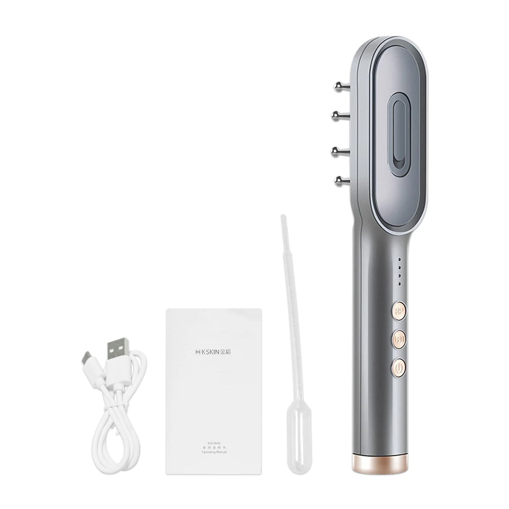 Electric Hair Growth Comb & Scalp Massager with EMS & LED Red Light