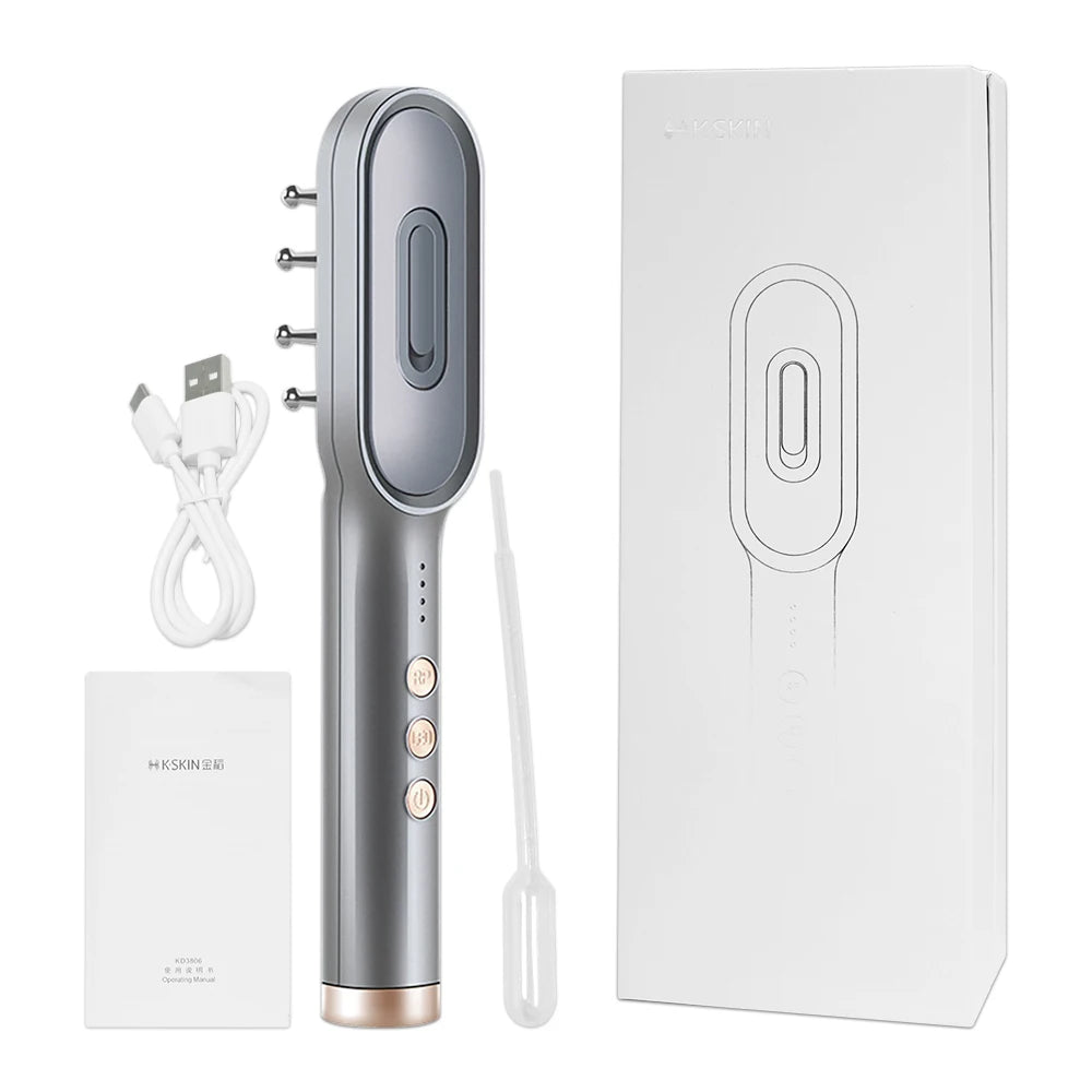 Electric Hair Growth Comb & Scalp Massager with EMS & LED Red Light