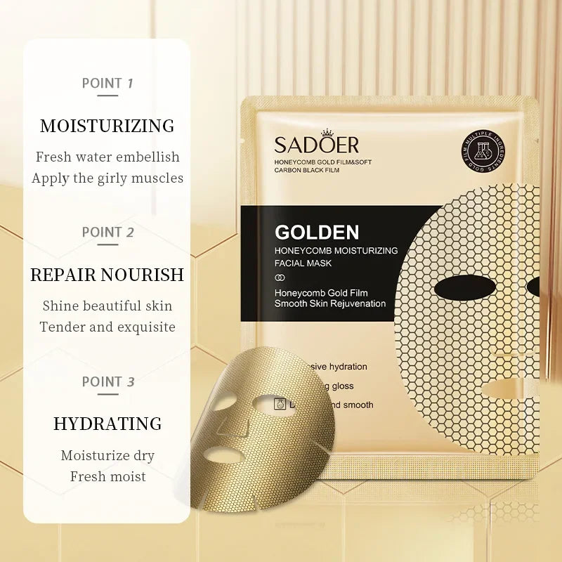 SADOER 24K Gold Luxury Facial Mask – 20pcs for Radiant Skin
