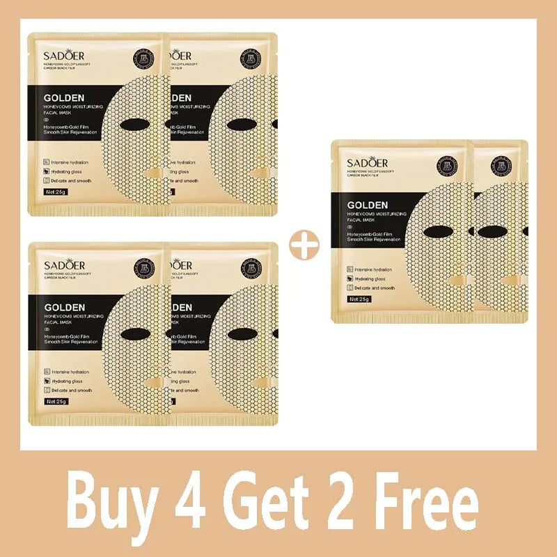 SADOER 24K Gold Luxury Facial Mask – 20pcs for Radiant Skin
