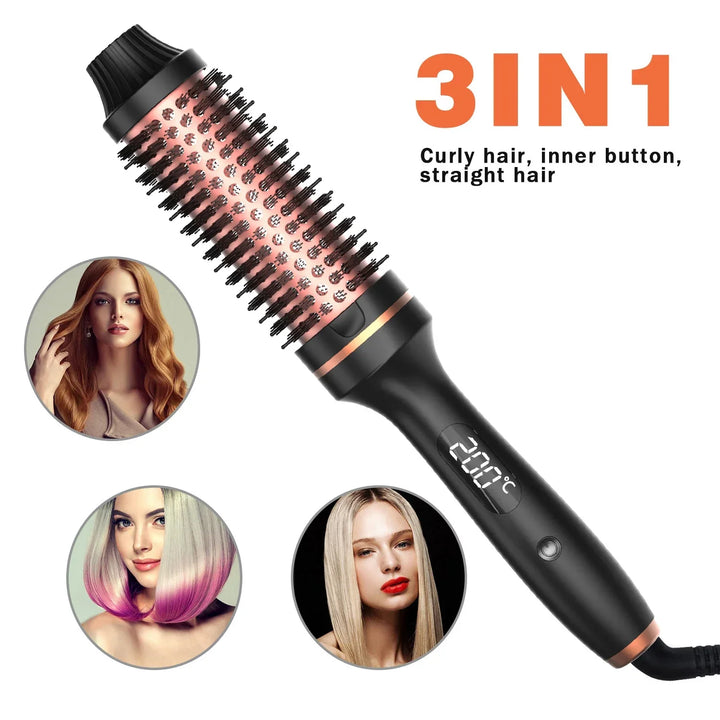 3-in-1 Ceramic Heated Hair Styling Brush
