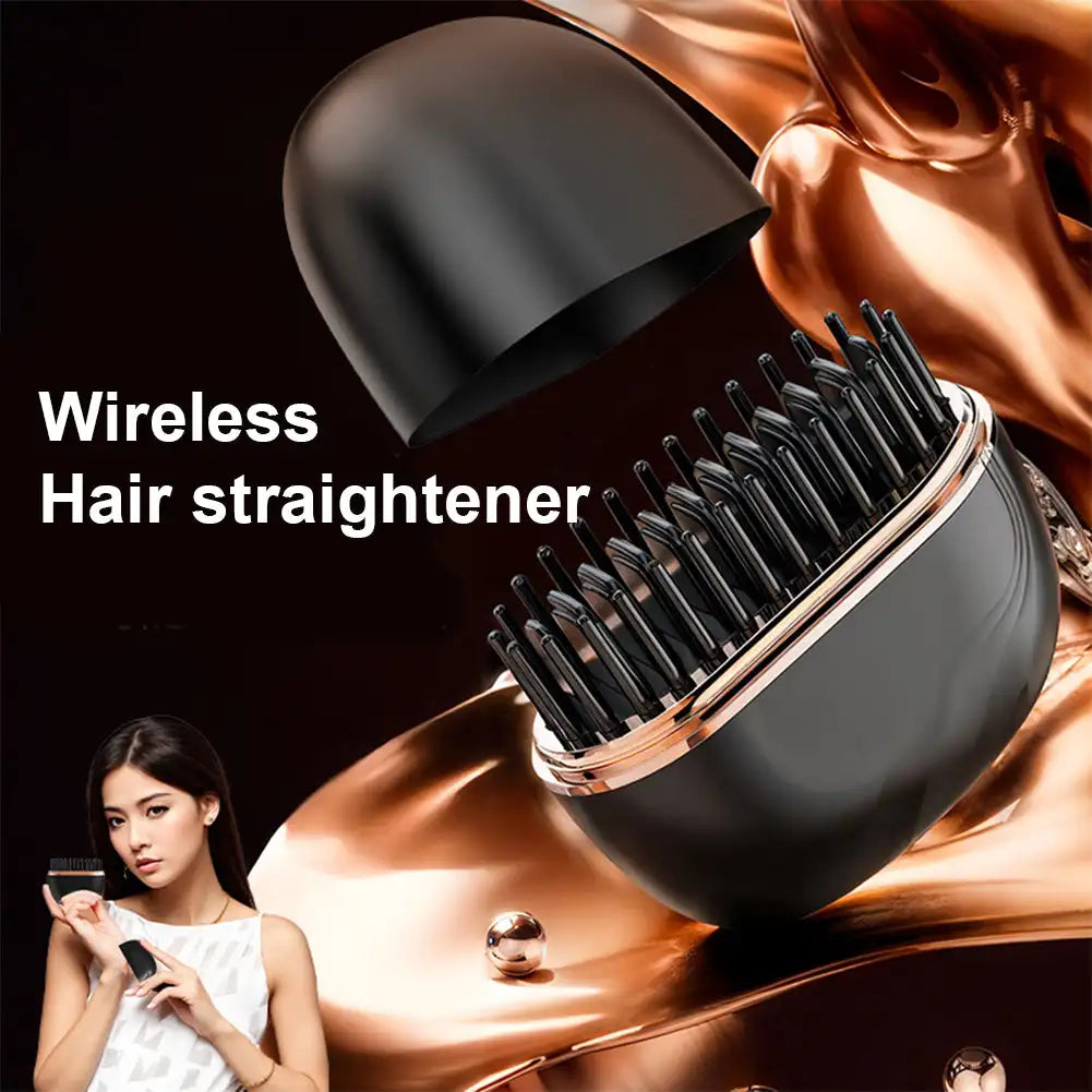 Electric Heating Hair Straightener Brush – Portable Mini