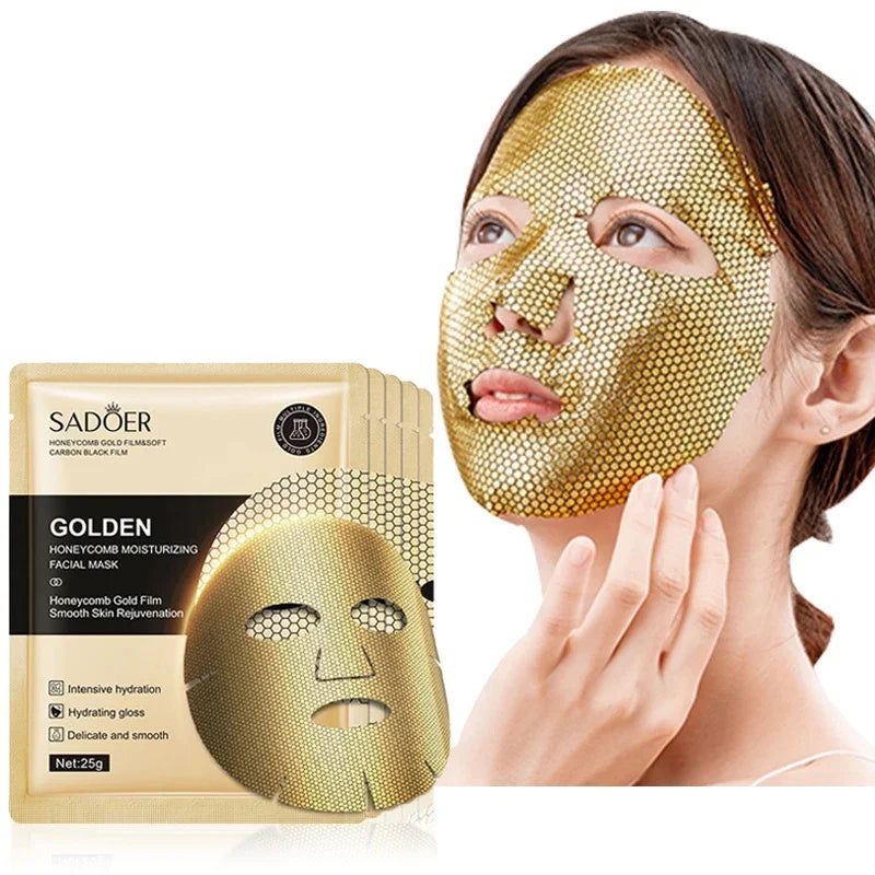 SADOER 24K Gold Luxury Facial Mask – 20pcs for Radiant Skin