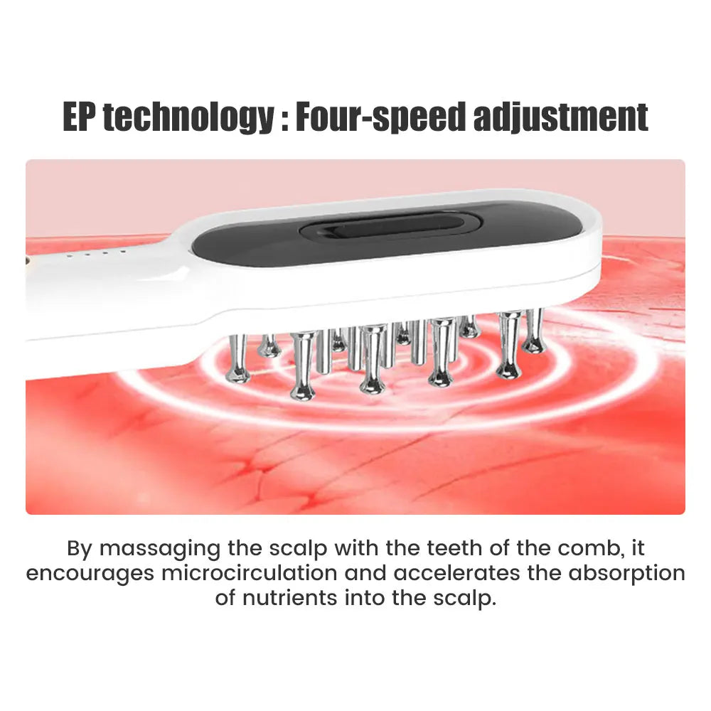 Electric Hair Growth Comb & Scalp Massager with EMS & LED Red Light